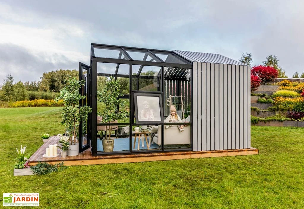 Serre De Jardin En Bois Et Verre Trempé Avec Panneaux Occultants – Jasmin – Image 4