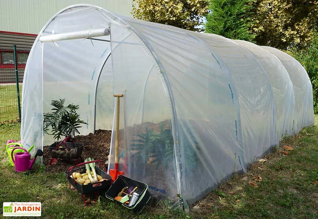 Serre De Jardin Tunnel Richel En Polyéthylène 2 X 180 µ - 2 Portes Zippées (18 M²)