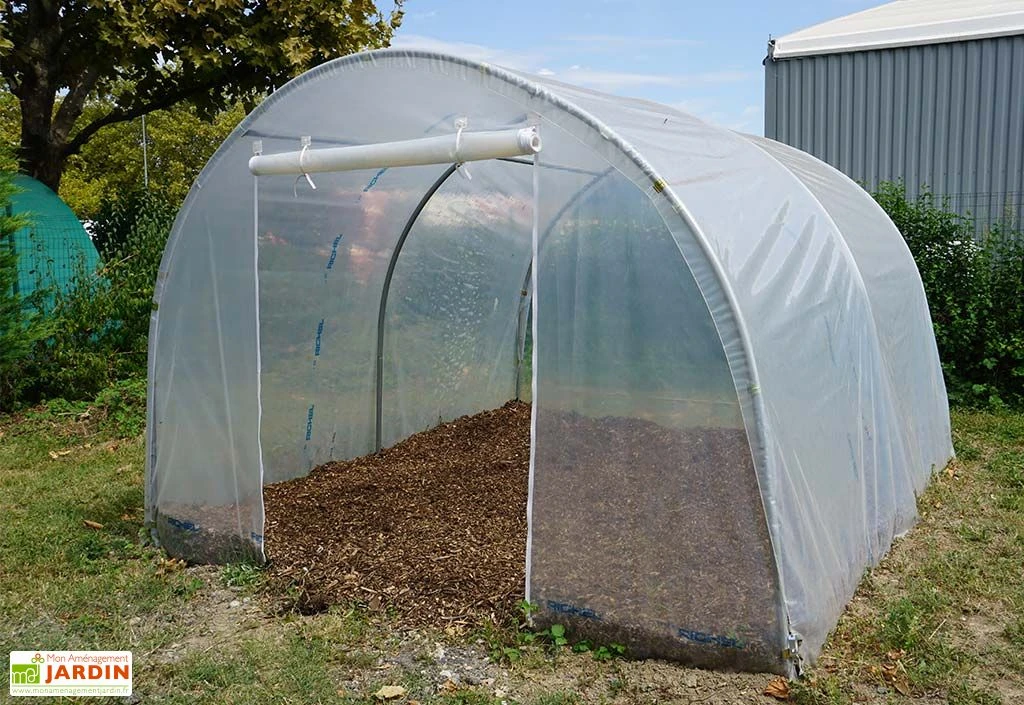 Serre Tunnel Richel En Polyéthylène 2 X 180 µ - 1 Porte Zippée (9 M²)