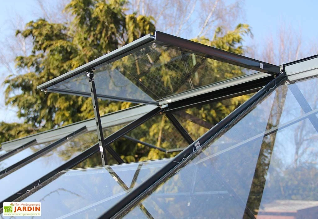 Serre De Jardin En Verre Trempé Grise Avec Base 5,77 M² – Image 6