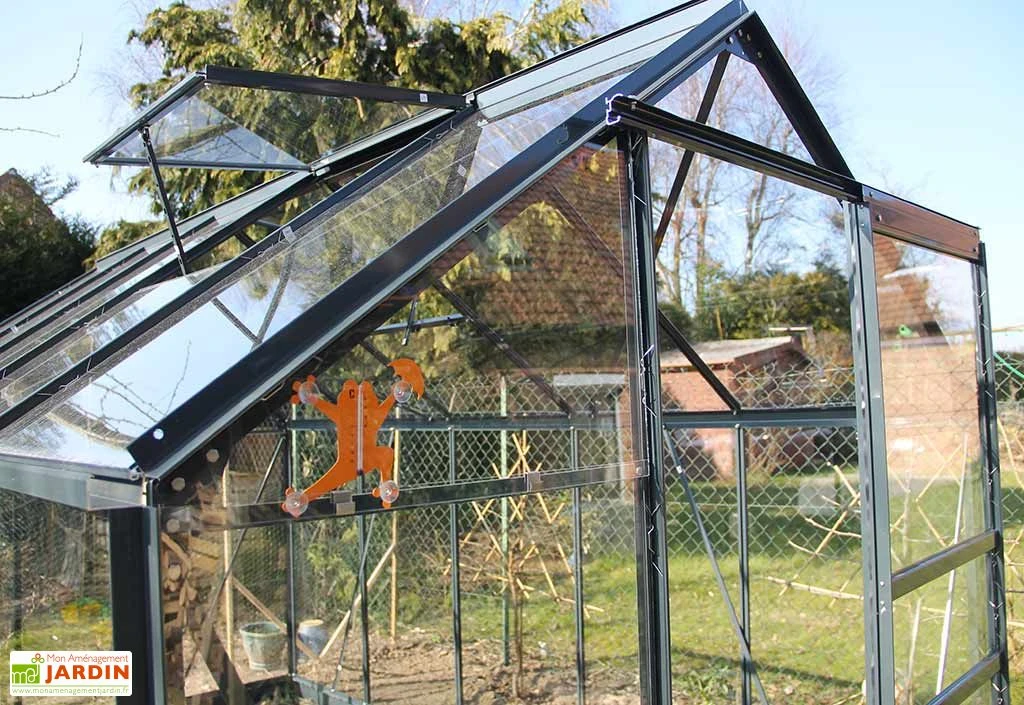 Serre De Jardin En Verre Trempé Grise Avec Base 5,77 M² – Image 5