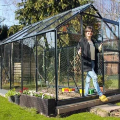 Serre De Jardin En Verre Trempé Grise Avec Base 4,65 M²