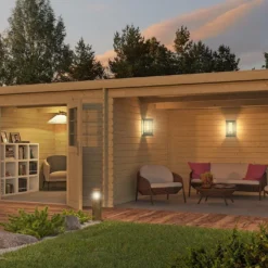 Abri De Jardin Avec Auvent En Bois D’épicéa Brut 18,75 M² - Elody