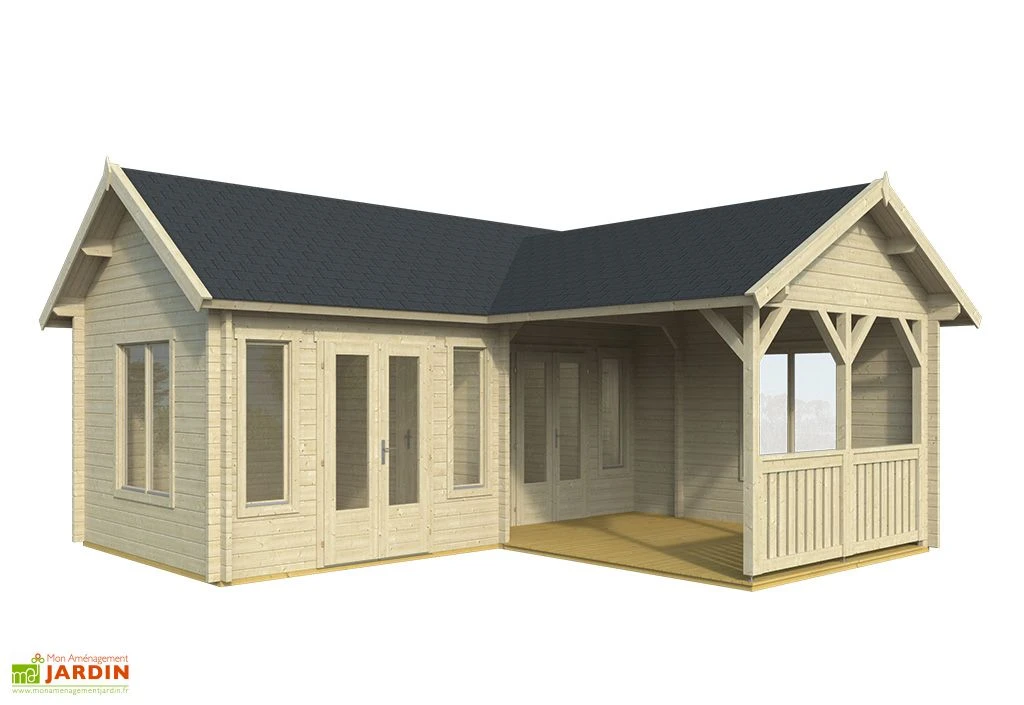 Bungalow De Jardin En Bois D’épicéa Brut Karl – 51,48 M² – Image 2