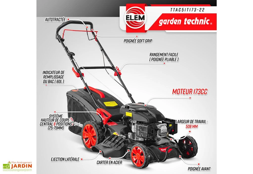 Tondeuse Thermique Autotractée 173 CC – 50 Cm – Image 3