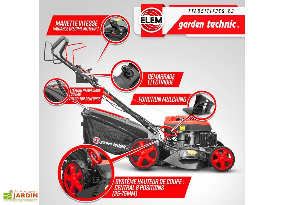Tondeuse Thermique Autotractée 173 CC Démarreur électrique – 50 Cm – Image 4