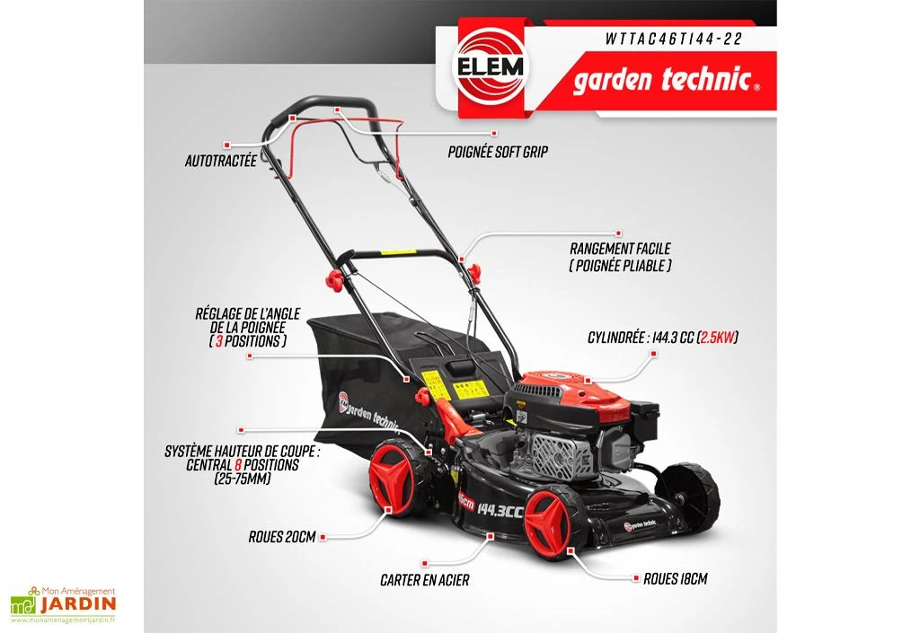 Tondeuse Thermique Autotractée 144,3 CC – 46 Cm – Image 3