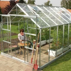 Serre De Jardin En Verre Trempé Lams 9,7 M² - Laurus Alu Naturel